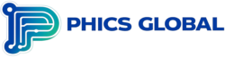 PHICS GLOBAL operational support company logo with circuitry P symbol